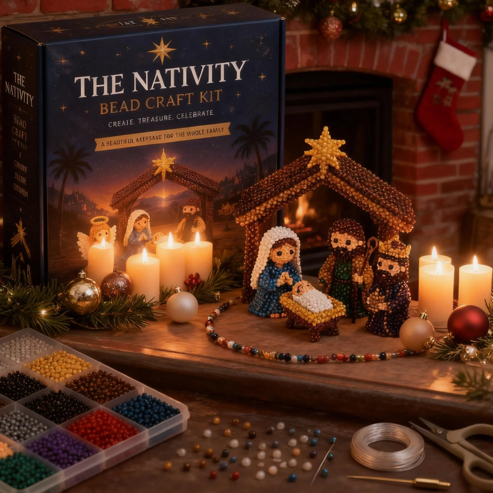 Hamosky Kit fai da te con perline 3D a forma di animale, con perline 3D fatte a mano, kit fai da te per principianti, con istruzioni passo passo per adolescenti (scena del presepe)