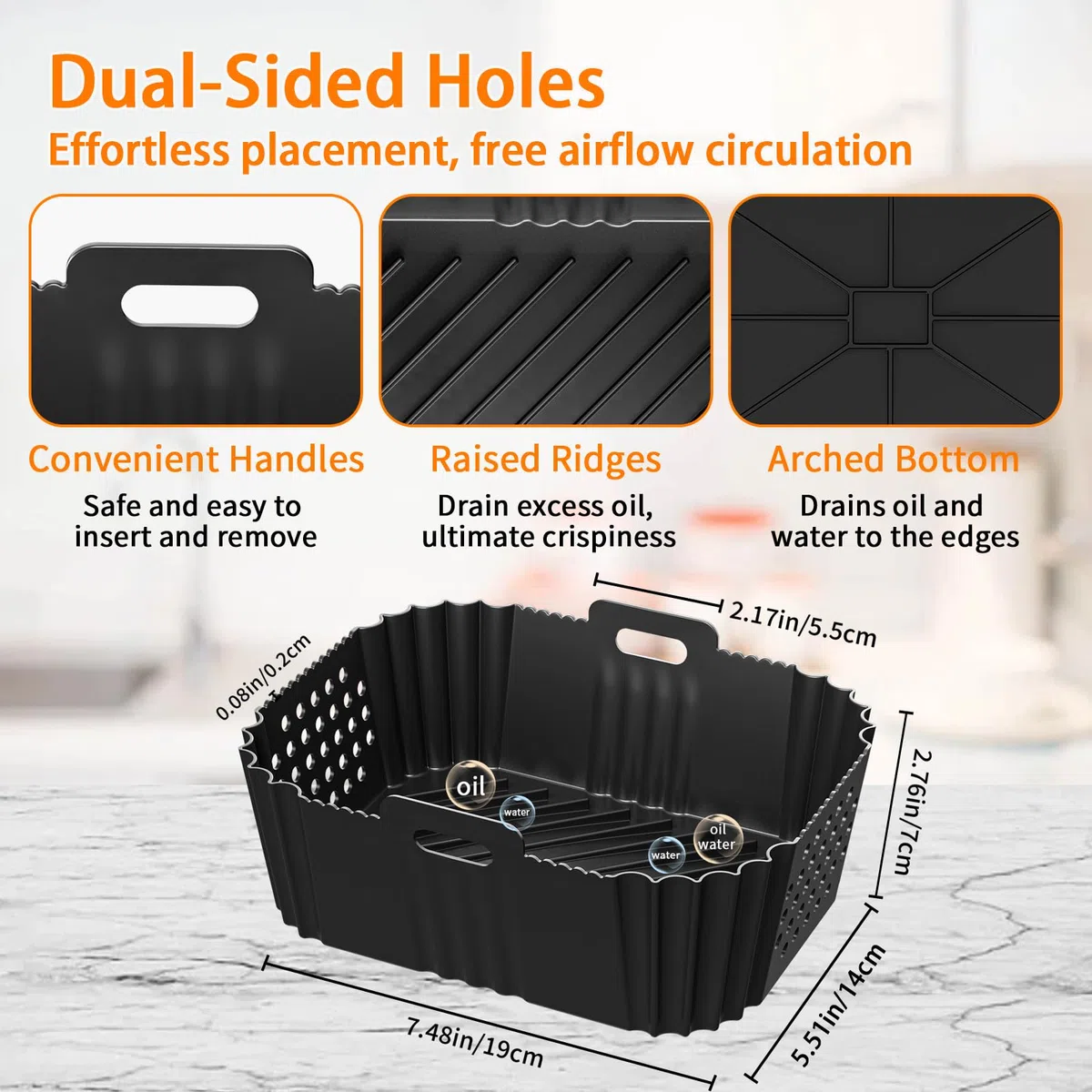 2Pezzi Accessori Friggitrice ad Aria per Ninja Double Stack XL Friggitrice Verticale 9.5L SL400EU, Foodi Max Dual Zone AF400EU, AF300EU 7.5L, Silicone Teglia per Friggitrice ad Aria
