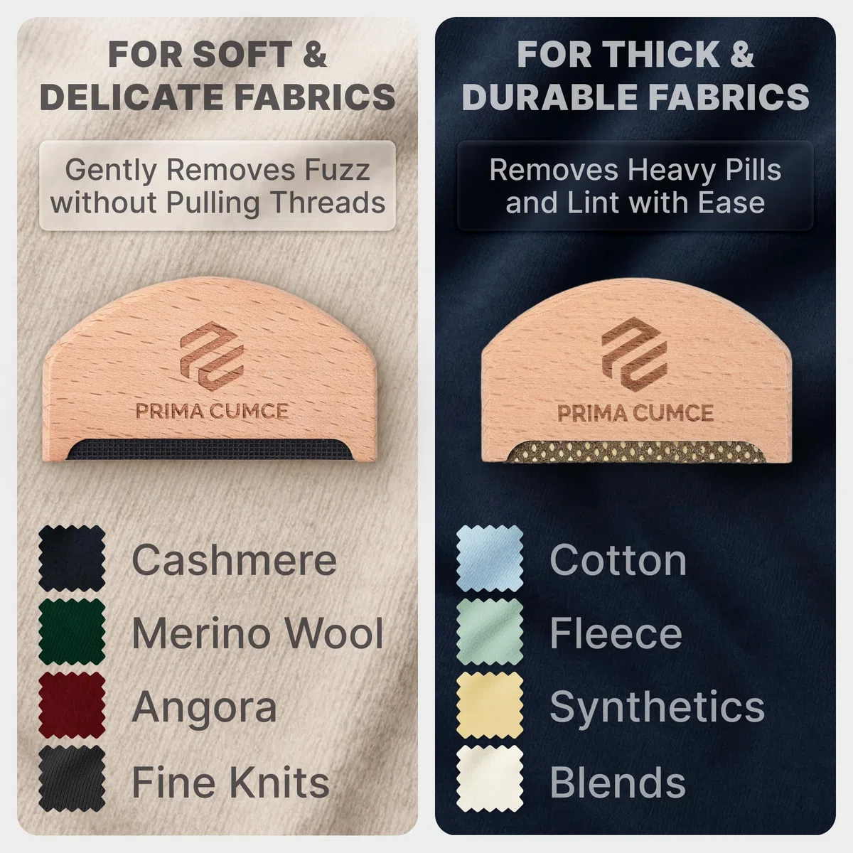 Pettine in cashmere – Pettine in legno per maglieria, cashmere e maglioni in lana fine – Rasoio in legno con testa di rame – Depiller manuale portatile per vestiti, peluria, bobbles (2
