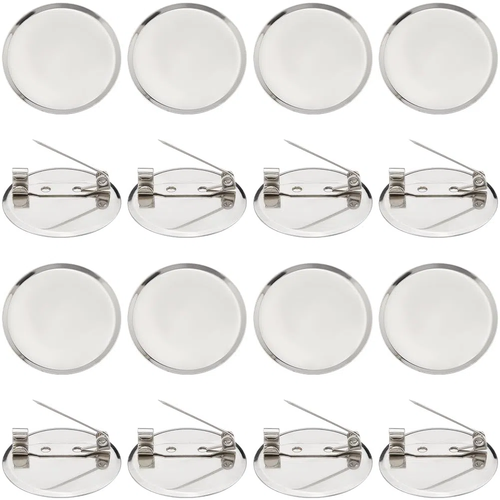 SUNNYCLUE Spilla Cabochon 30mm Vassoio Argento Metallurgico Disco Base Pad con Bloccaggio Vassoio per Impostazione