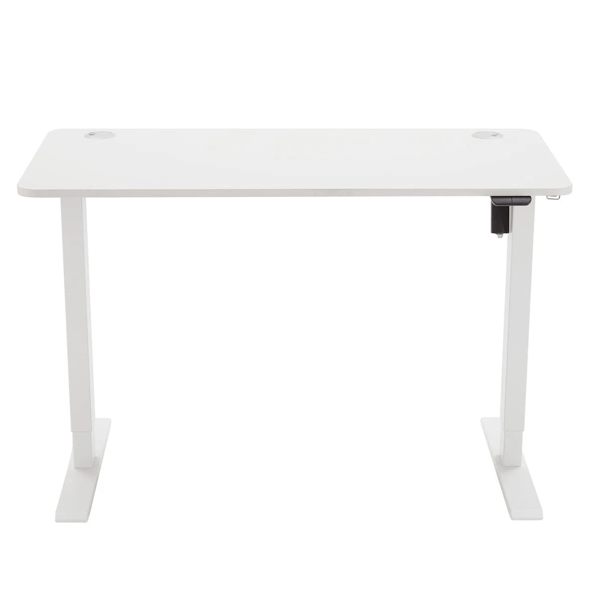 Amazon Basics, Scrivania sit-stand con regolazione dell'altezza elettrica, 120 x 60 cm, ergonomica, facile da usare, con piano bianco e cornice bianca