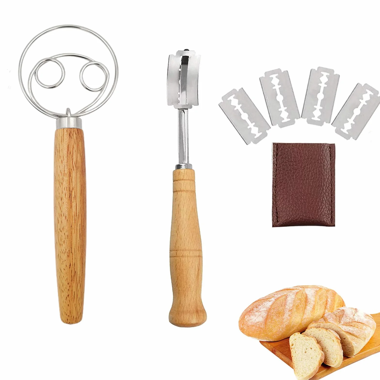 Taglierino per Pane, Lama Pane, Coltello da Panettiere, Lama Bread, Frusta Per Pasta Di Pane, Frusta per Impasto, Frusta per Pasta Danese, Coltello per Impasto con 5 Lame, per Tagliare la Pasta
