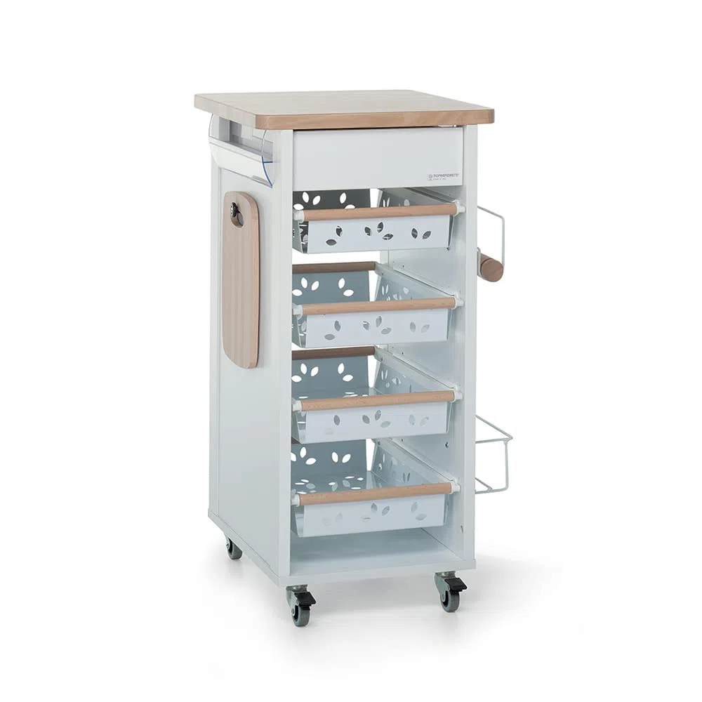 Foppapedretti Bistrot Carrello Cucina, Bianco naturale