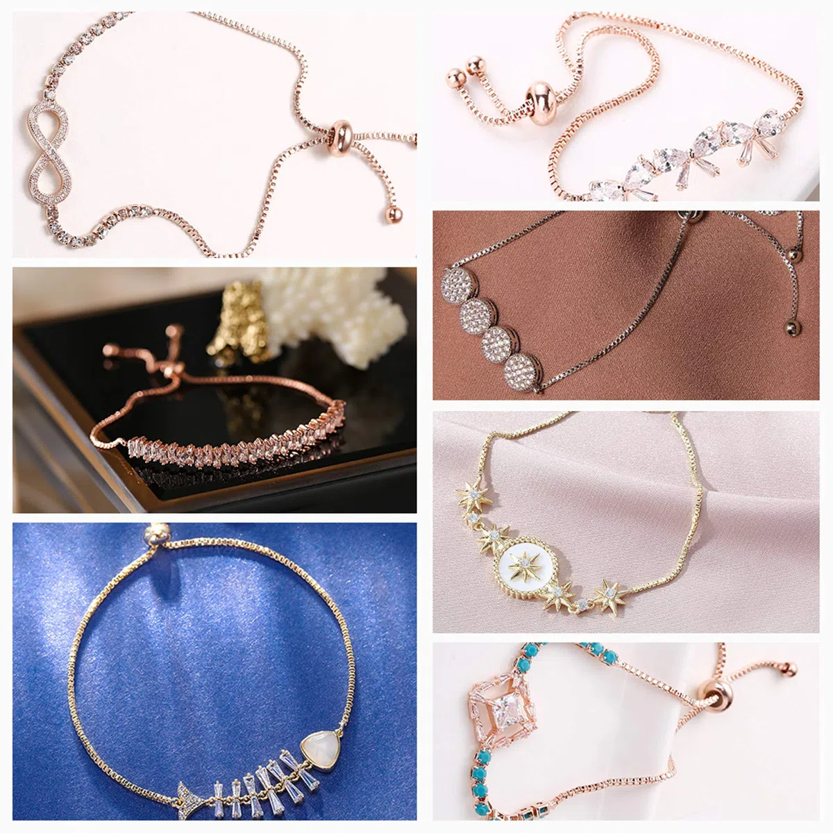 NBEADS 12pz braccialetti a scorrimento regolabile per realizzare ciondoli con strass, catenine estensioni per gioielli fai da te, 24cm