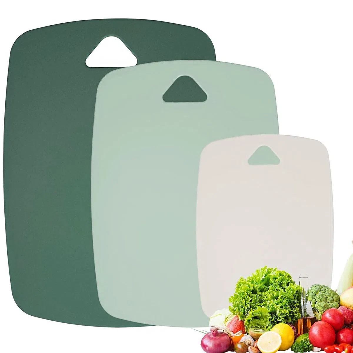 Set di 3 taglieri da cucina – Senza BPA, lavabili in lavastoviglie, con foro per appendere, antiscivolo, per carne, verdure, frutta, 3 dimensioni