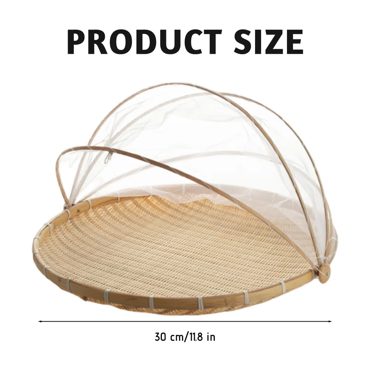 NIDONE Cesto di Frutta con Coperchio, cestini di Frutta in Rete di bambù, Copertura per Tenda per Alimenti Copertura antimosche per Verdure per conservare Il Pane, 30 cm