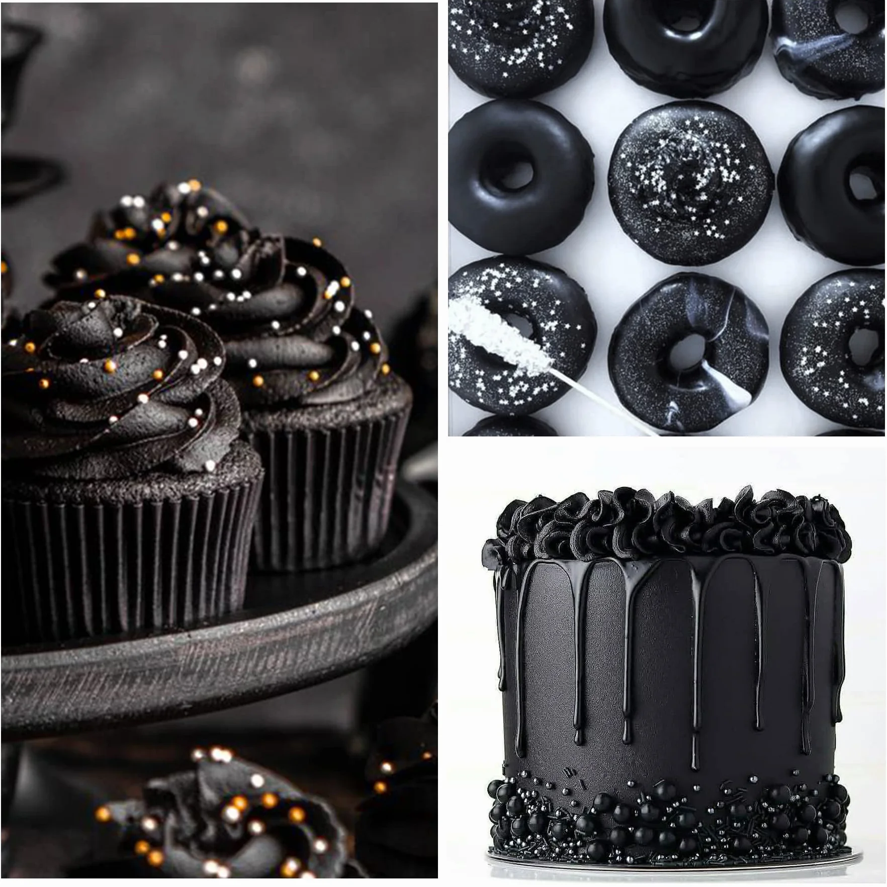 Glitter Commestibili - 10g Glitter Commestibili, Polvere Metallizzata Alimentare Polvere Lucente per Decorazioni Torte, Bevande, Drinks, Champagne, Fondant, Caramelle, Cioccolatini, Panna (Nero)