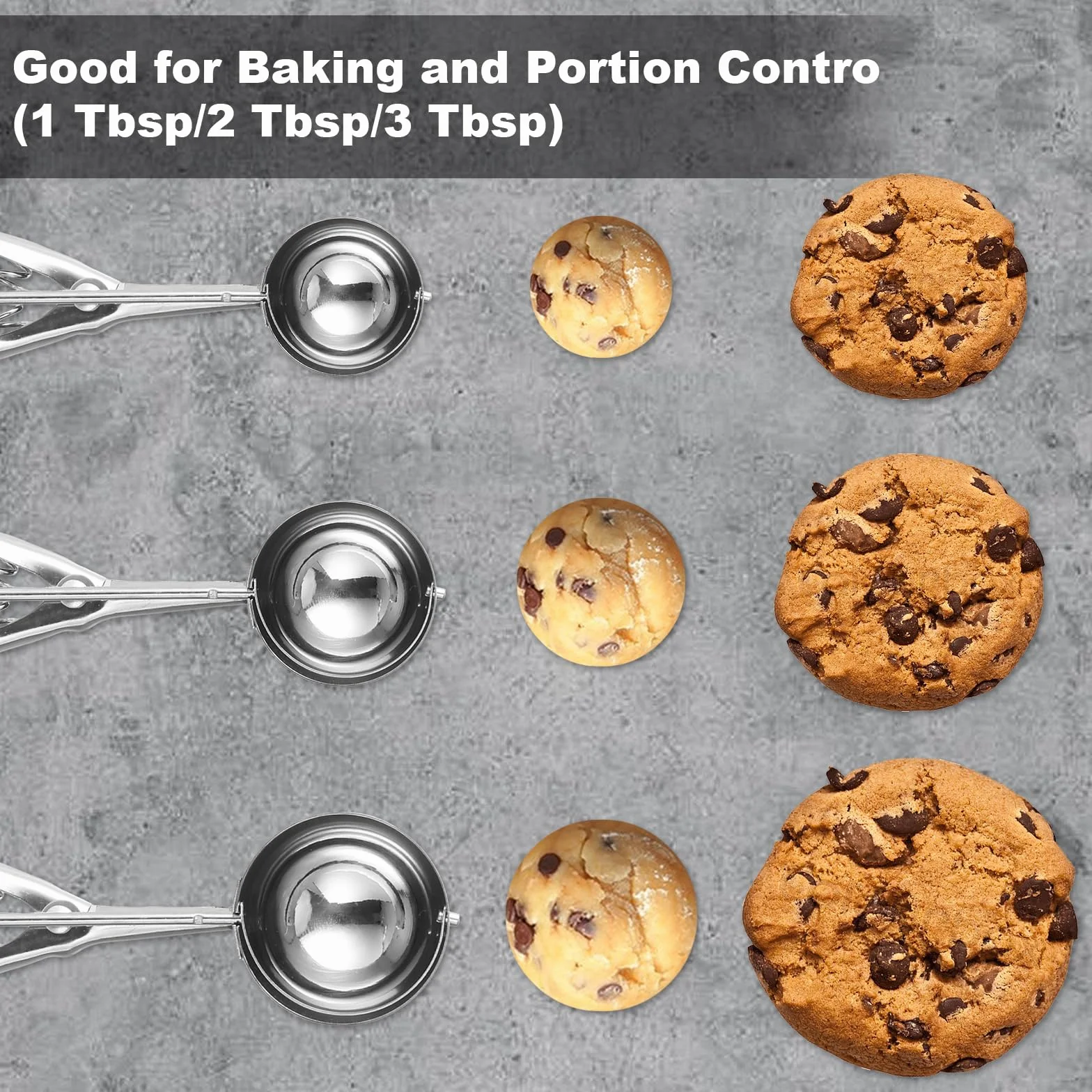 Set di paletta per biscotti, 1 cucchiaio/2 cucchiaio/3 cucchiai, 3 pezzi, per cottura al forno
