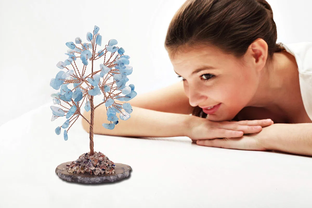 MINA HEAL Albero d'argento di cristallo per la guarigione dei Chakra Feng Shui Fortune Buona Fortuna Ricchezza e prosperità