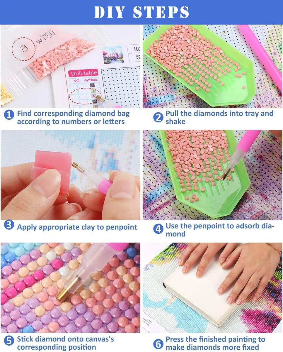 HUANNY - Kit per pittura a mosaico fai da te con diamantini Ariel, arte con diamanti della Sirenetta, 5D con punto croce completo, ricamo divertente
