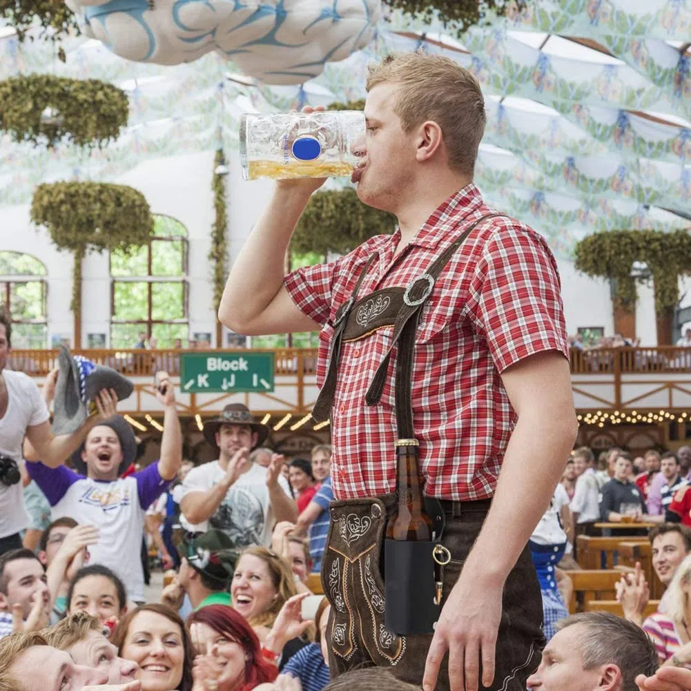 HUYIWEI Fondina per Birra Classica per Uomo,2 pezzi Fondina per Birra da Cowboy,Beer Holster Beer Belt come regalo per uomini, idee regalo per amici, papà, colleghi, barbecue party