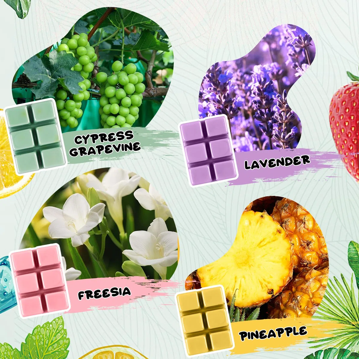 Cera profumata autunnale per lampada profumata, 8 fragranze di cera di soia profumata, cera naturale melts, cera di soia scioglie cubetti di cera profumata per profumi, da donna, set regalo per