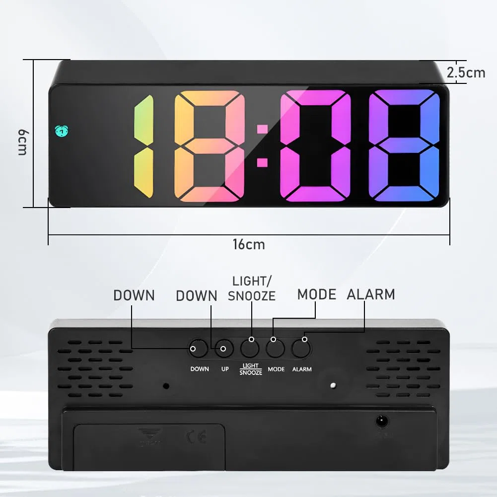 flintronic Sveglia Digitale da Comodino, Sveglia da Comodino, con Temperatura, Svegli Digitale da Comodin con Snooze, Suoni e Luminosità Regolabile, USB e Alimentato a Batteria