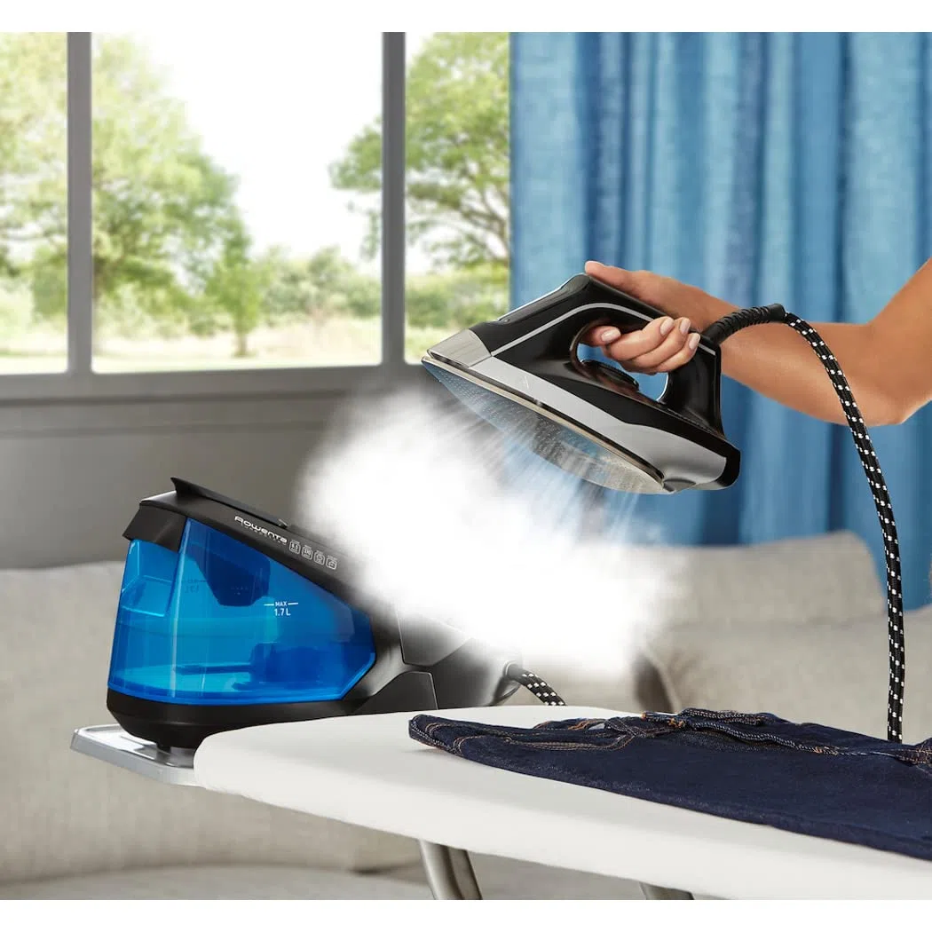 Rowenta Turbosteam Generatore di vapore, Pressione della pompa intensa da 6,5 bar, Getto di vapore da 350 g/min, Serbatoio dell'acqua amovibile da 1,7 litri, Piastra antigraffio, Modalità Eco, VR8320