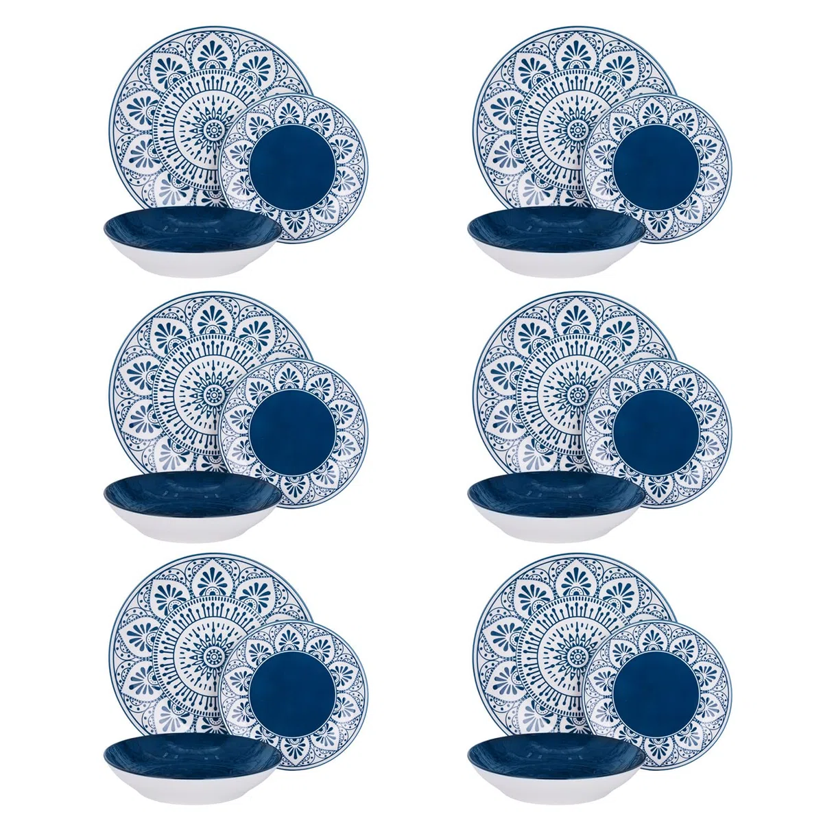 Servizio 18 piatti porcellana Ariel blu