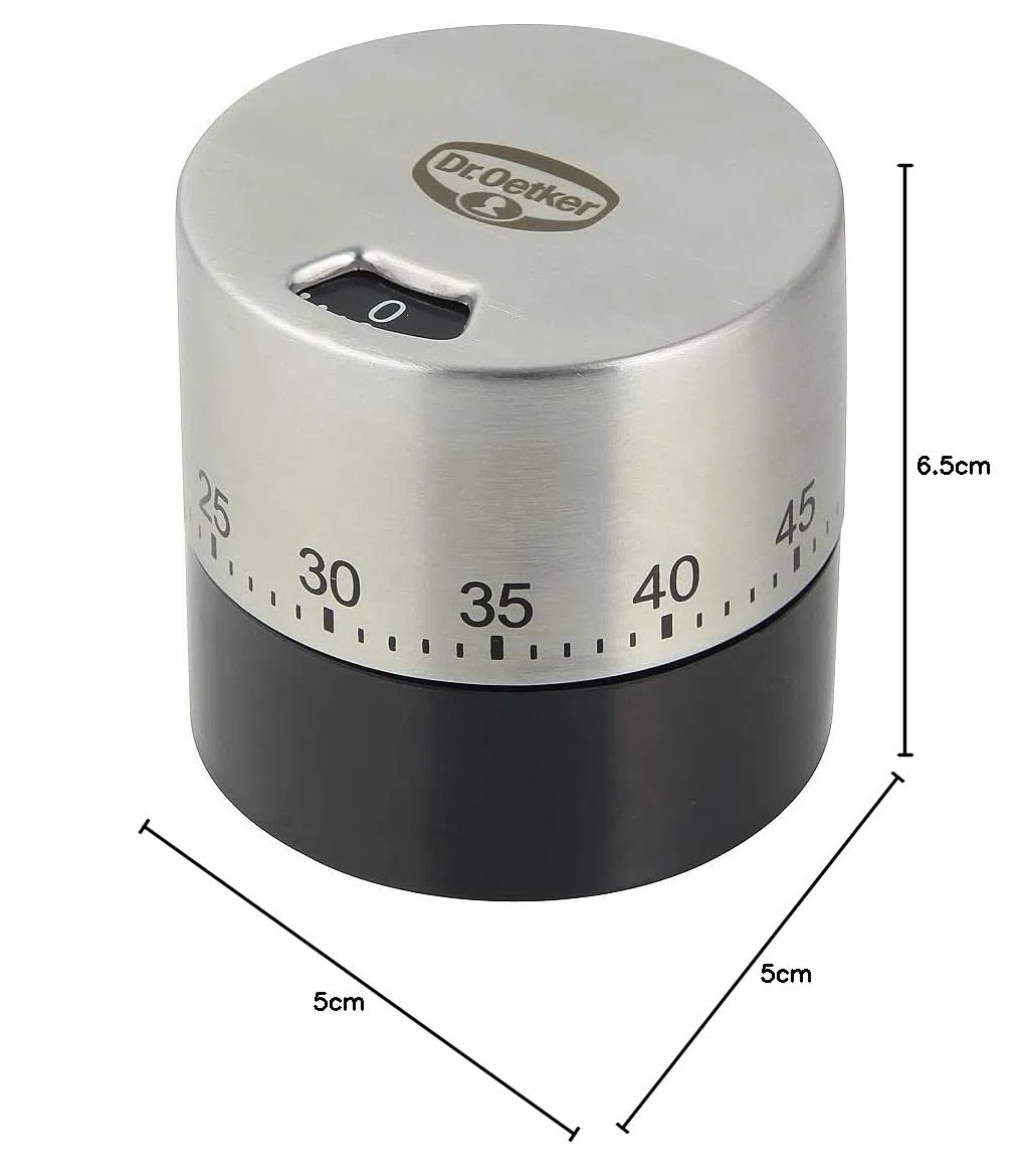 Dr. Oetker Timer Cucina in Acciaio Inox, Kitchen Aid, Timer Uovo/Cucina, Ø 6,5 cm, 1652