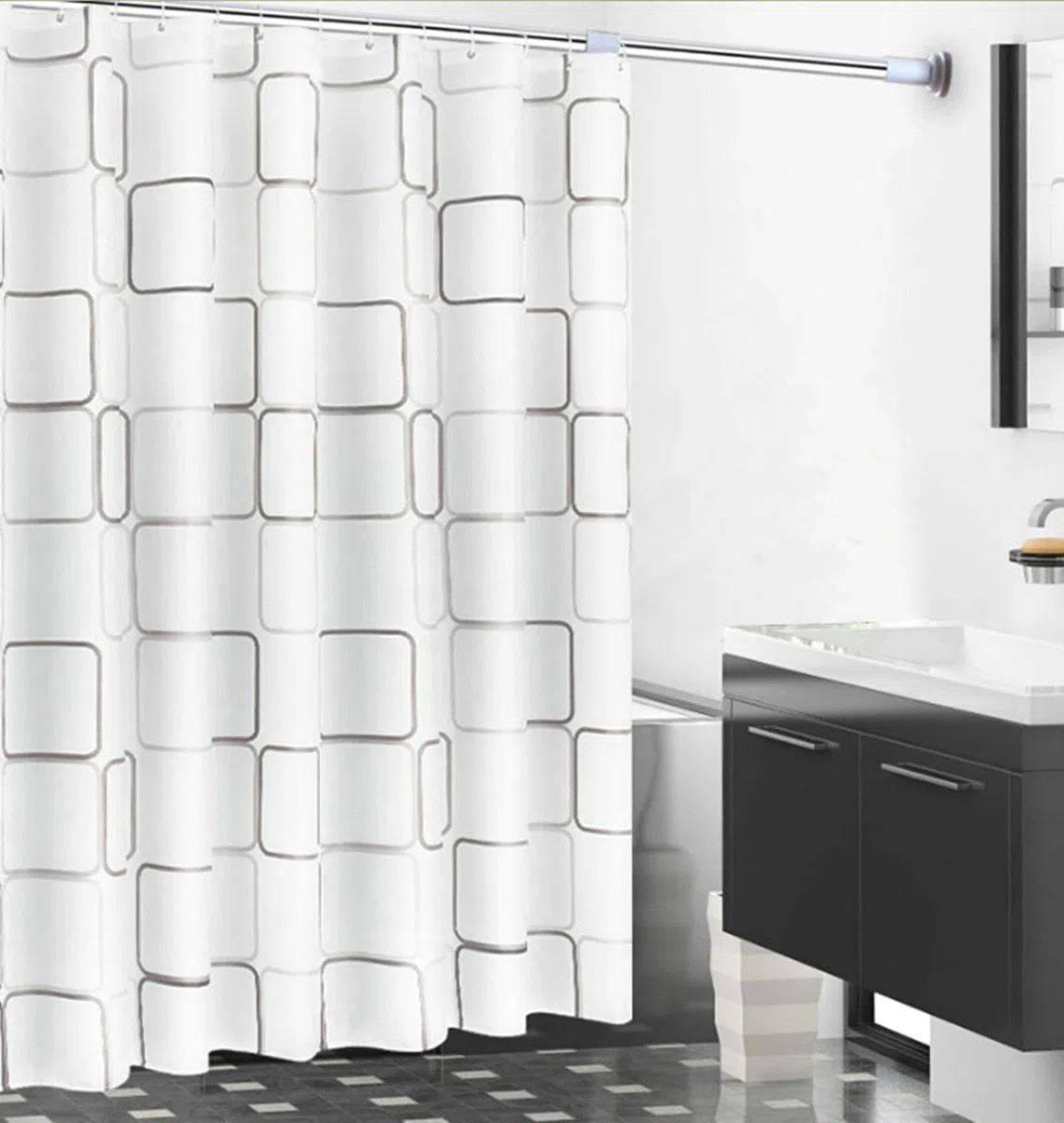 Gualiy Tende Doccia Poliestere, Minimalista Reticolo Tende Doccia Antimuffa Bianco Tende Doccia per Vasca 220x200cm