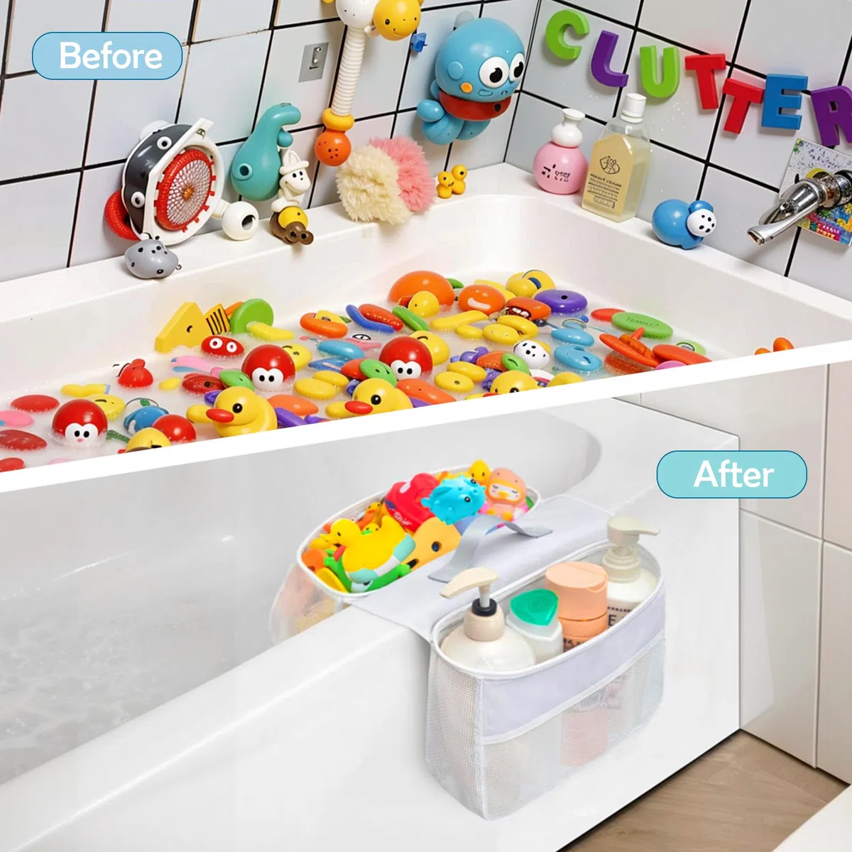Portaoggetti per Giocattoli da Bagno, Organizer per Giocattoli da Bagno, Borsa Portaoggetti per Giocattoli da Bagno, Sacchi Porta Giochi Vasca per Riporre e Organizzare Giocattoli