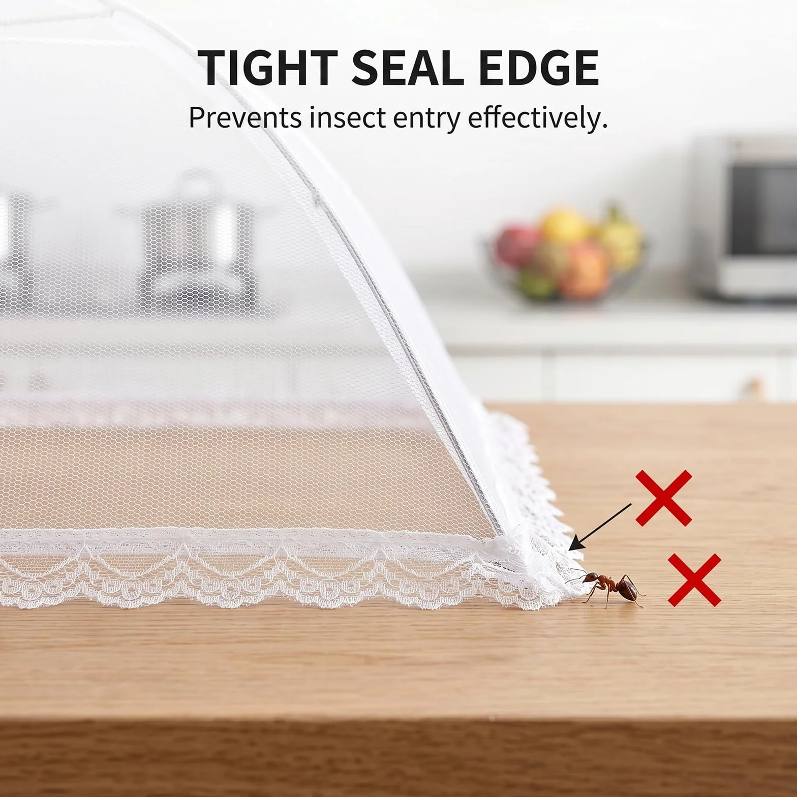 Coprivivande a Rete Pieghevole, 4 Pezzi Anti Insetti Coperture per Alimenti, Coprivivande a Rete Pop Up, Copertura Tende Ombrello Per Il Cibo per Cibo Frutta Picnic, Bianco, 60 cm