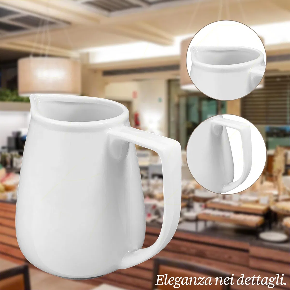 Sicignano | Lattiera Extra Grande in Porcellana Bianca 610 ml – Perfetta per Latte o Bevande Calde per più Persone – Accessorio Versatile e Resistente per Catering e Ristorazione