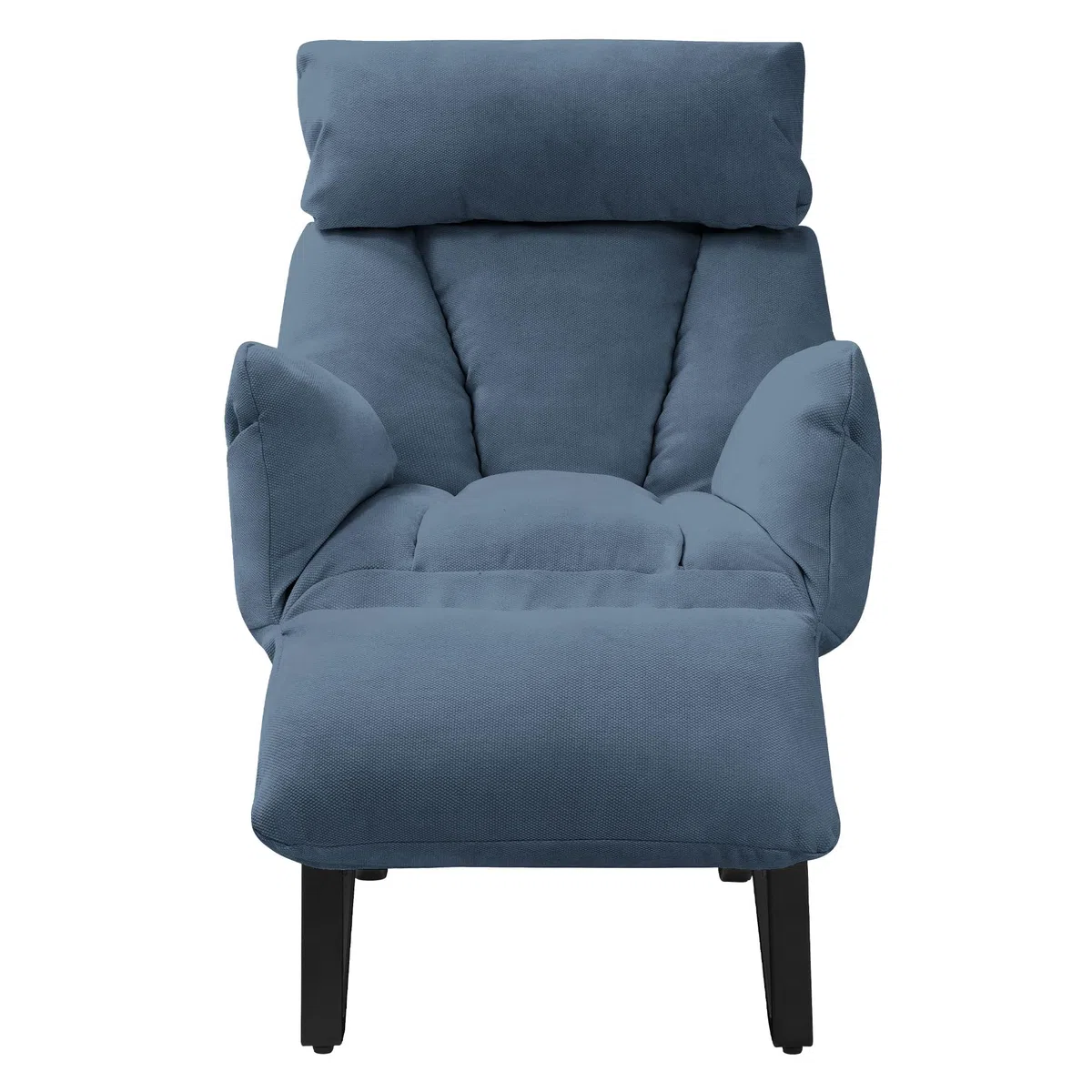 ML-Design Poltrona Reclinabile Blu Rivestimento in Lino, con Schienale Regolabile, Braccioli, Poggiapiedi e Tasche Laterali, Poltroncina Relax da Lettura, Sedia Lounge Imbottita per Soggiorno