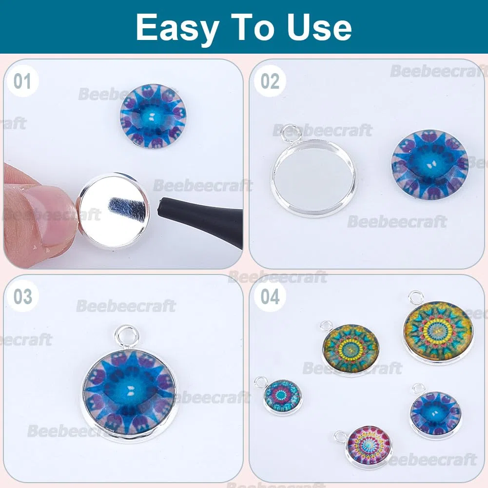 Beebeecraft 40 pezzi 10/12/14/16/20mm Impostazioni Cabochon Vuote 925 argento Sterling Placcato 304 vassoio Castone Vuoto In Acciaio Inossidabile Ciondoli Rotondi Piatti con Anello per La Creazione