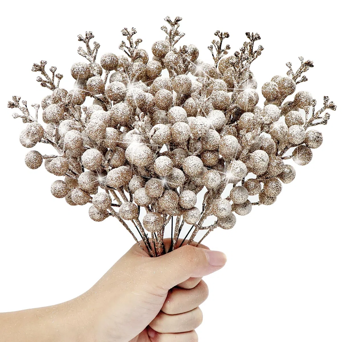 Kunjocy 12 Pz Steli di Bacche Natalizie Glitterate Innevate, Decorazioni di Bacche di Natale Smerigliato Decorazioni Artificiali Picks di Bacche di Natale per Ghirlanda di Natale Ghirlanda Ornamento