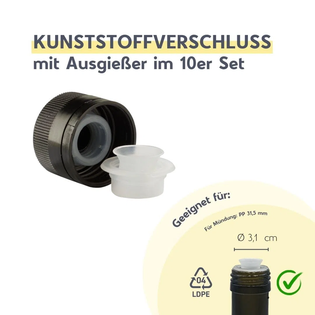 mikken 10 versatori per bottiglie di olio Versatore per bottiglie di aceto e olio con tappo a vite adatto per PP 31.5 filettato