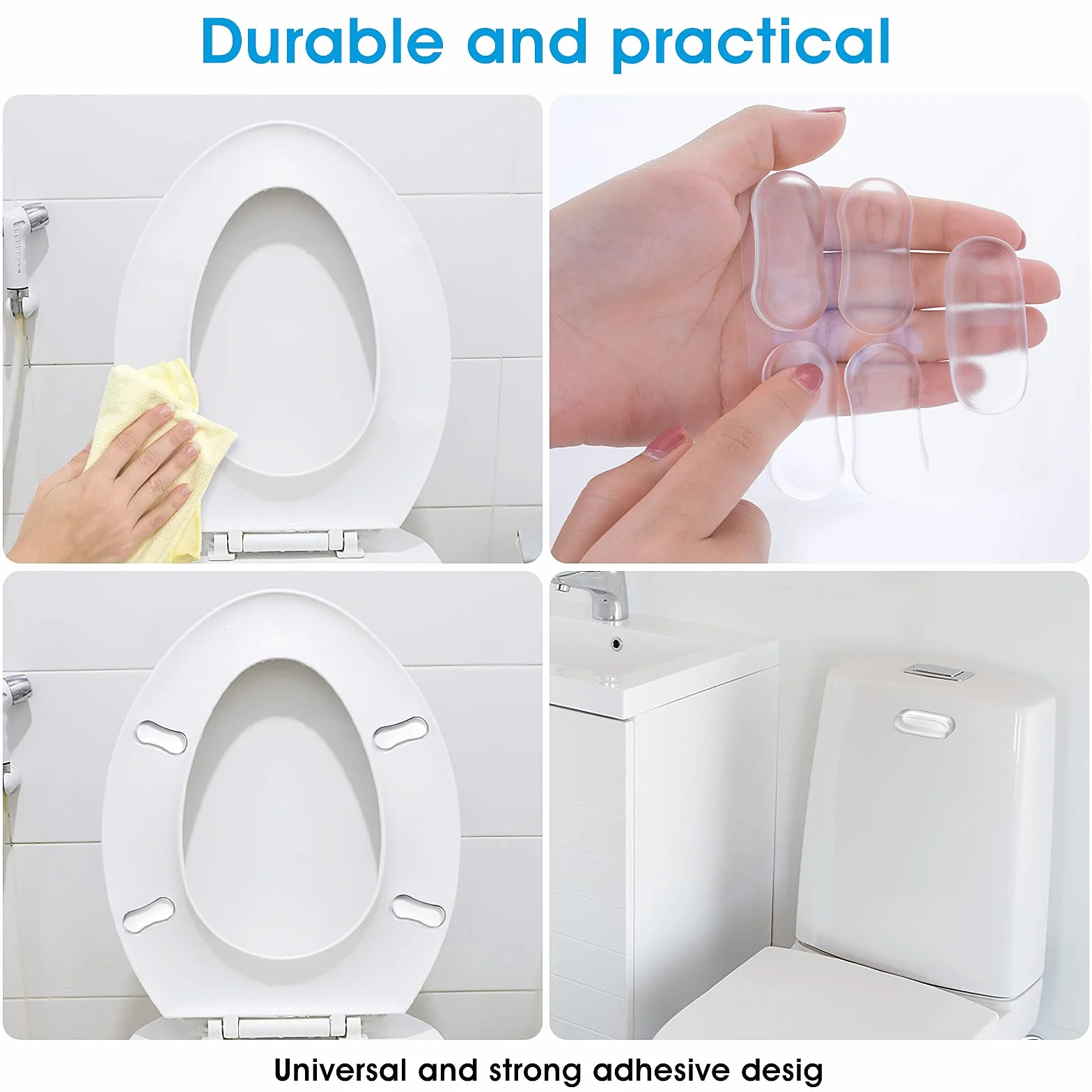 ASTER Kit di ricambio per tavoletta WC, 20 pezzi, con adesivo forte, paracolpi in gomma per famiglie, hotel, servizi igienici scolastici