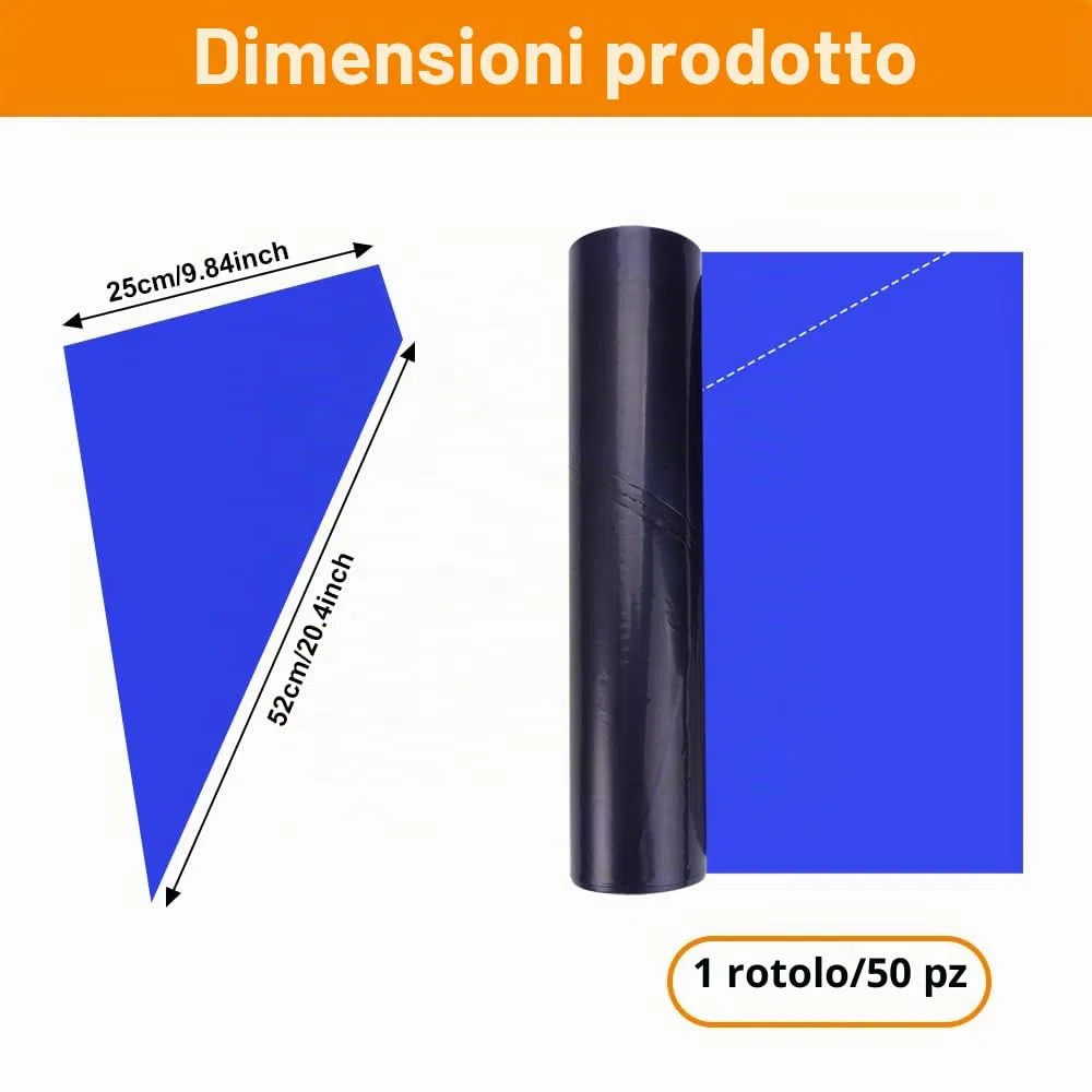 50 Pezzi sac a Poche Grandi, 52x25 cm Extra Large Sacchetti per Pasticceria | Sacca à Poche Monouso Grande Blu, per Decorazione Dolci, Torte, Cupcakes