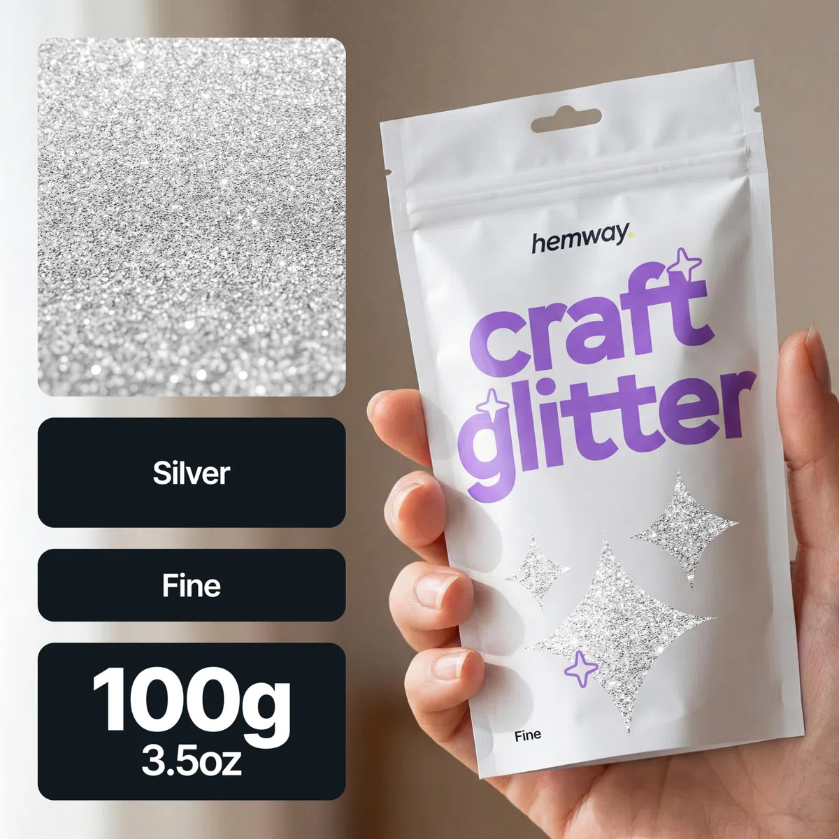 Glitter voor knutselen Zilveren hars Tumblers Kaarten Kerst Sieraden Kaars Fijn 100 g/3,5 oz