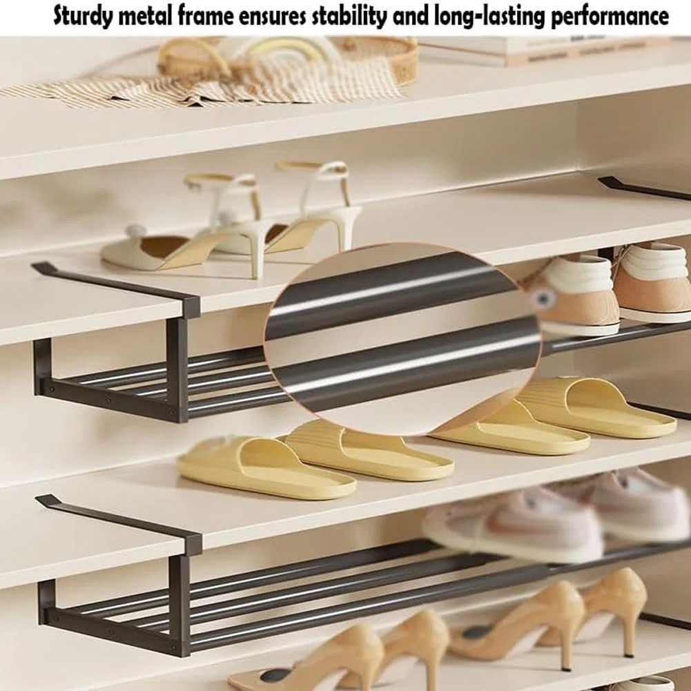 Slimdescent Cabinet Telescopic Shelf Shoes Rack, Retractable Expandable Shoe Rack Organizer for Closet, Upright Tall Skinny Slim Vertical Shoes Racks, Storage Narrow Standing Entryway(A#2PCS)