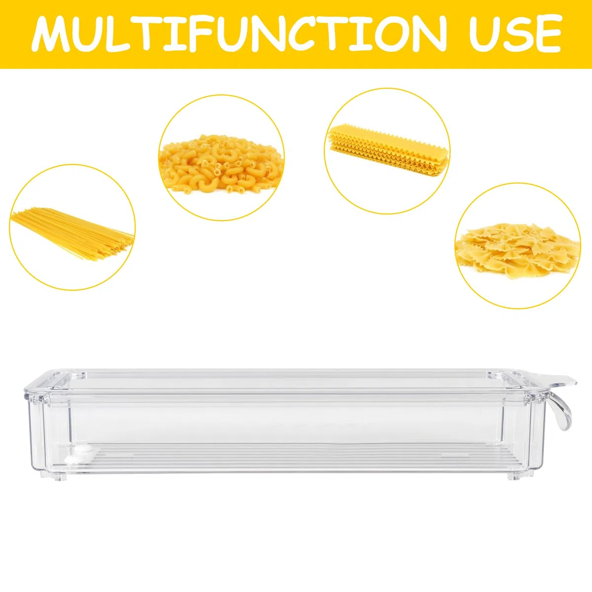 Spaghetti - Set di 3 contenitori impilabili e ermetici con coperchio per pasta, cereali e cornflakes, ideali per armadietti e organizer da cucina