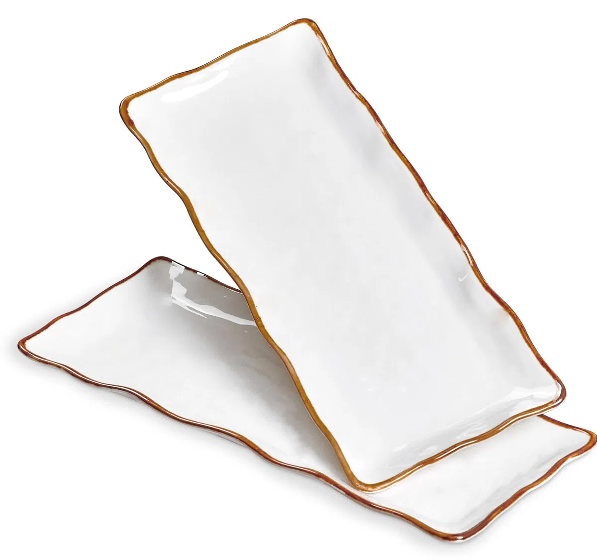 ONEMORE Set di 2 Piatti da Portata Rettangolari, Piatti Grandi in Porcellana 38 cm, Piatti da Portata Bianchi per Buffet, Sushi, Torte, Antipasti a Casa, Feste o al Ristorante, Bianco