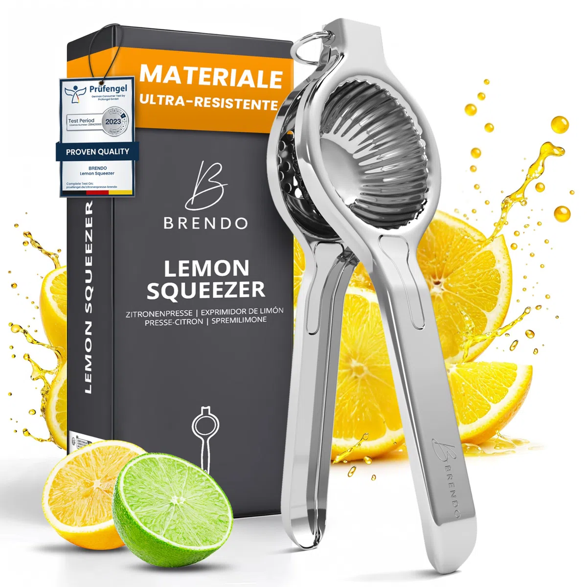 Brendo Spremiagrumi Manuale Premium - Spremi Limone Dimensione Universale perfetta per tutti gli agrumi | Spremi Agrumi massima freschezza e gusto, Spremi Lime lavabile in lavastoviglie, Juicer ideale
