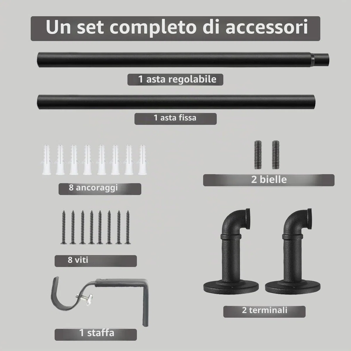 Bastone per Tende Industriale, Bastoni per Tende Estensibili，Bastone Tenda possono essere Installate su Soffitti o Pareti，Dimensioni Regolabili 122-218cm.