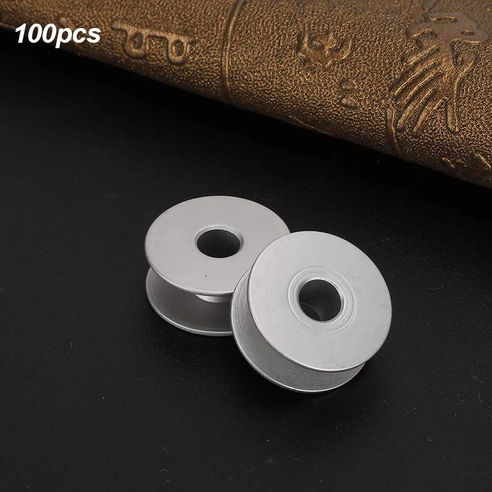 Bobine per macchina da cucire in metallo 100 pezzi, dimensioni bobine in alluminio per accessori per la sostituzione della macchina per cucire auto da ricamo piatto(Flat Lock Core)