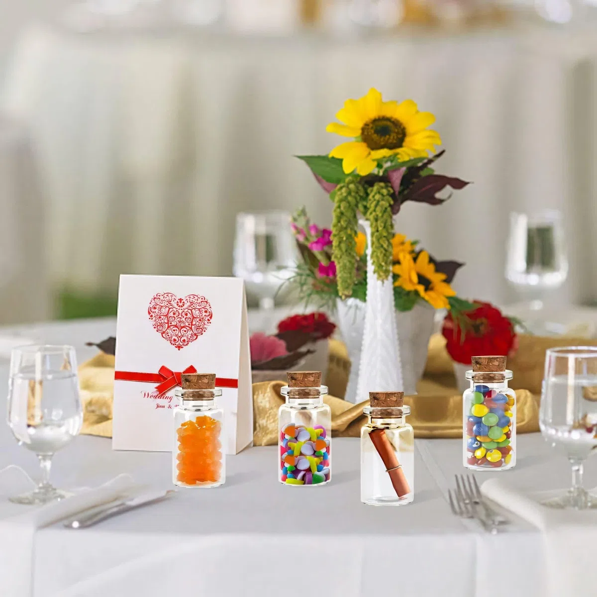 80pz Bottigliette di Vetro Piccole,8ml Vasetti Barattolini Vetro Piccoli con Tappo Sughero,Bottiglie Mignon per Porta Spezie, Bomboniere e Marmellata,Decorazioni Artigianali fai-da-te
