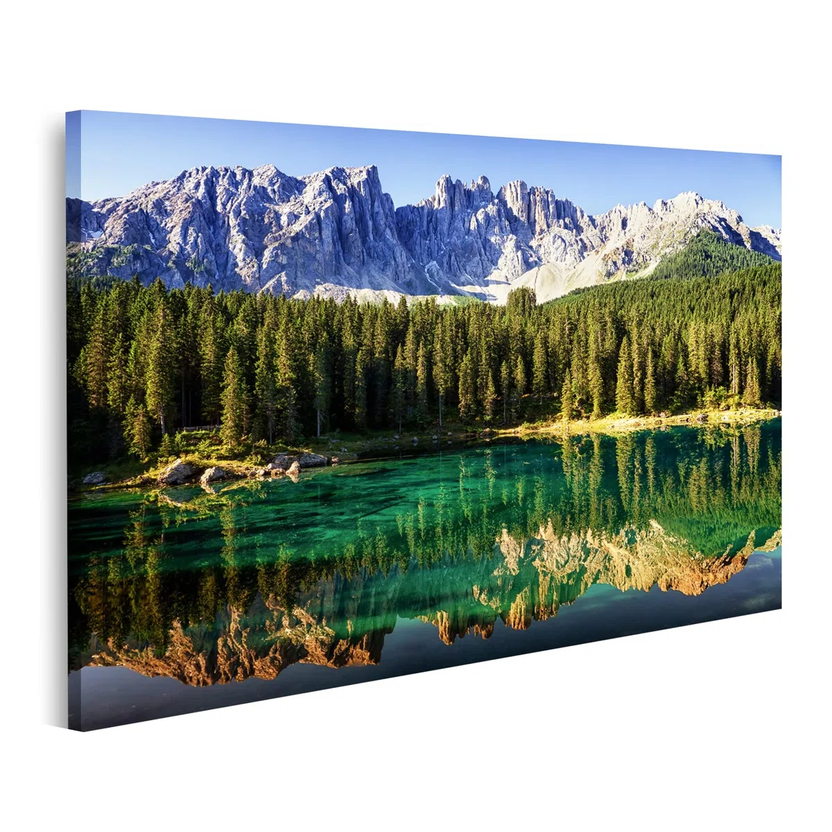 islandburner Quadro Moderno Alberi Lago Paesaggio di Montagna Stampa su Tela - Quadro x poltrone Salotto Cucina mobili Ufficio casa - Fotografica Formato XXL