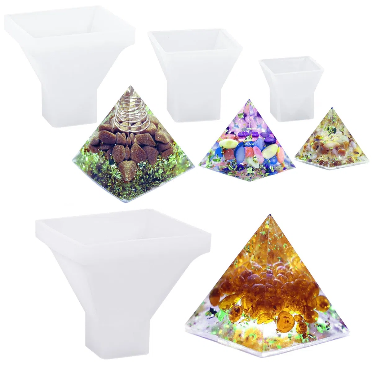 4 Pezzi Stampo in Silicone a Forma di Piramide, Stampo in Silicone per Resina a Forma di Piramide per Gioielli, Super Forma a Piramide per Artigianato in Resina, Gioielli in Silicone per