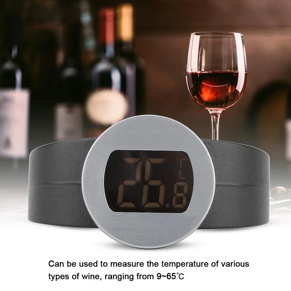 Termometro per bottiglia di vino, termometro per bottiglia di vino con bracciale a lettura istantanea con ampio display LCD