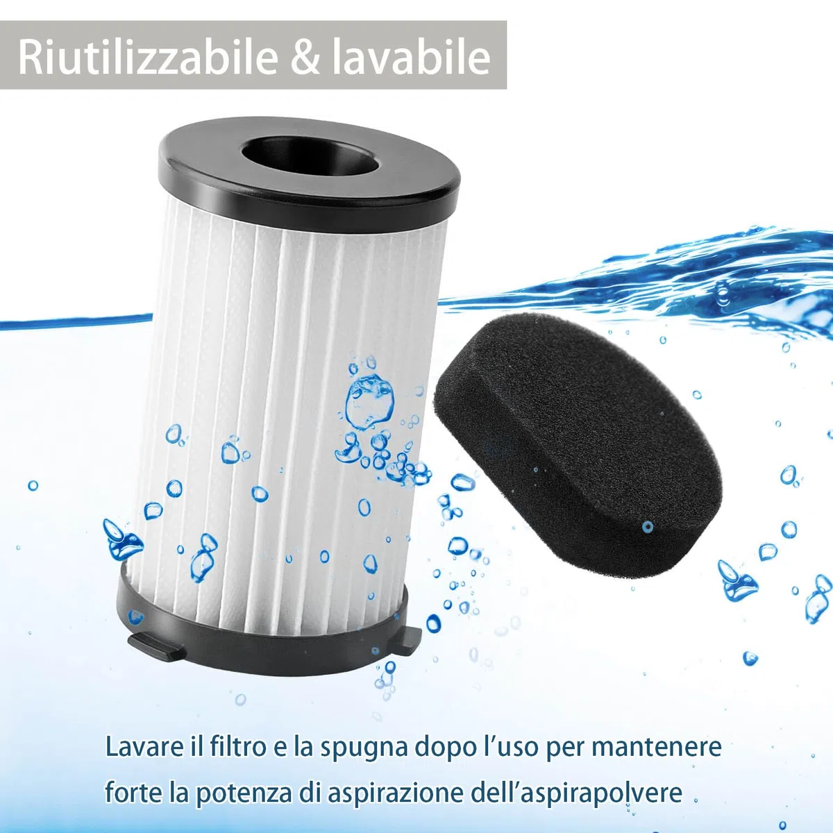 12 Pezzi Filtro Aspirapolvere per Ariete Handyforce 2761 2759 D600 6 Filtri con 6 Filtri in Schium