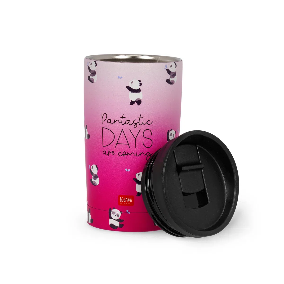 Legami - Bicchiere Termico Hot&Cold Vacuum Tumbler, Tema Panda, Tappo con Chiusura Ermetica, in Accaio Inox, Capacità 275 ml, per Tutti i Tipi di Bevanda