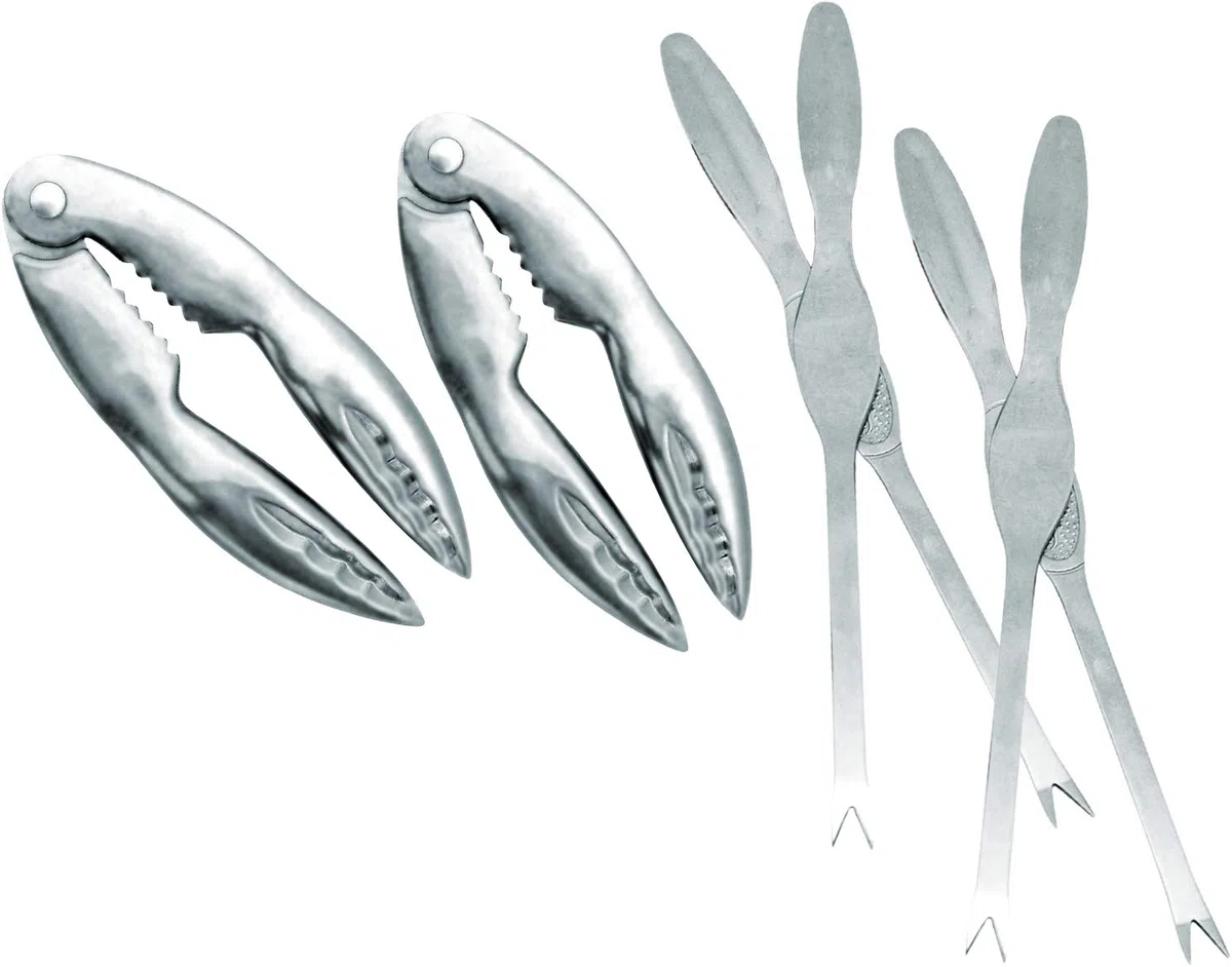 NERTHUS FIH 384 set di utensili per crostacei, Acciaio inossidabile, argento