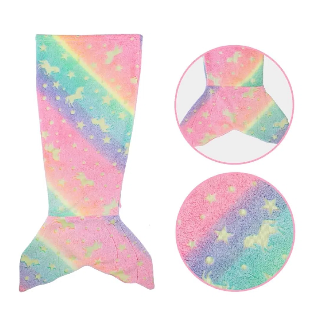 Mermaid Unicorn - Coperta a coda di sirena, sirena + unicorno, per bambini, in flanella, 100 x 43 cm