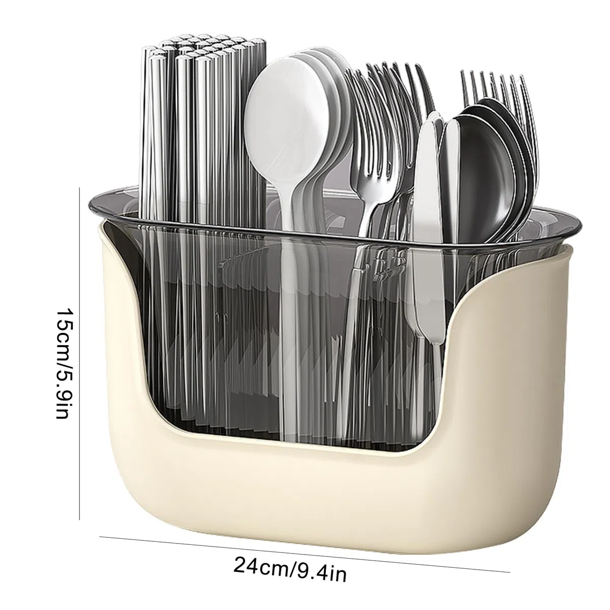 Supporto per utensili a 3 scomparti - 24 x 11 x 15 cm 267 g, organizer trasparente, supporto per drenaggio 'acqua | cucina piano cottura cottura cucina sala da pranzo casa ristorante posate Pinz