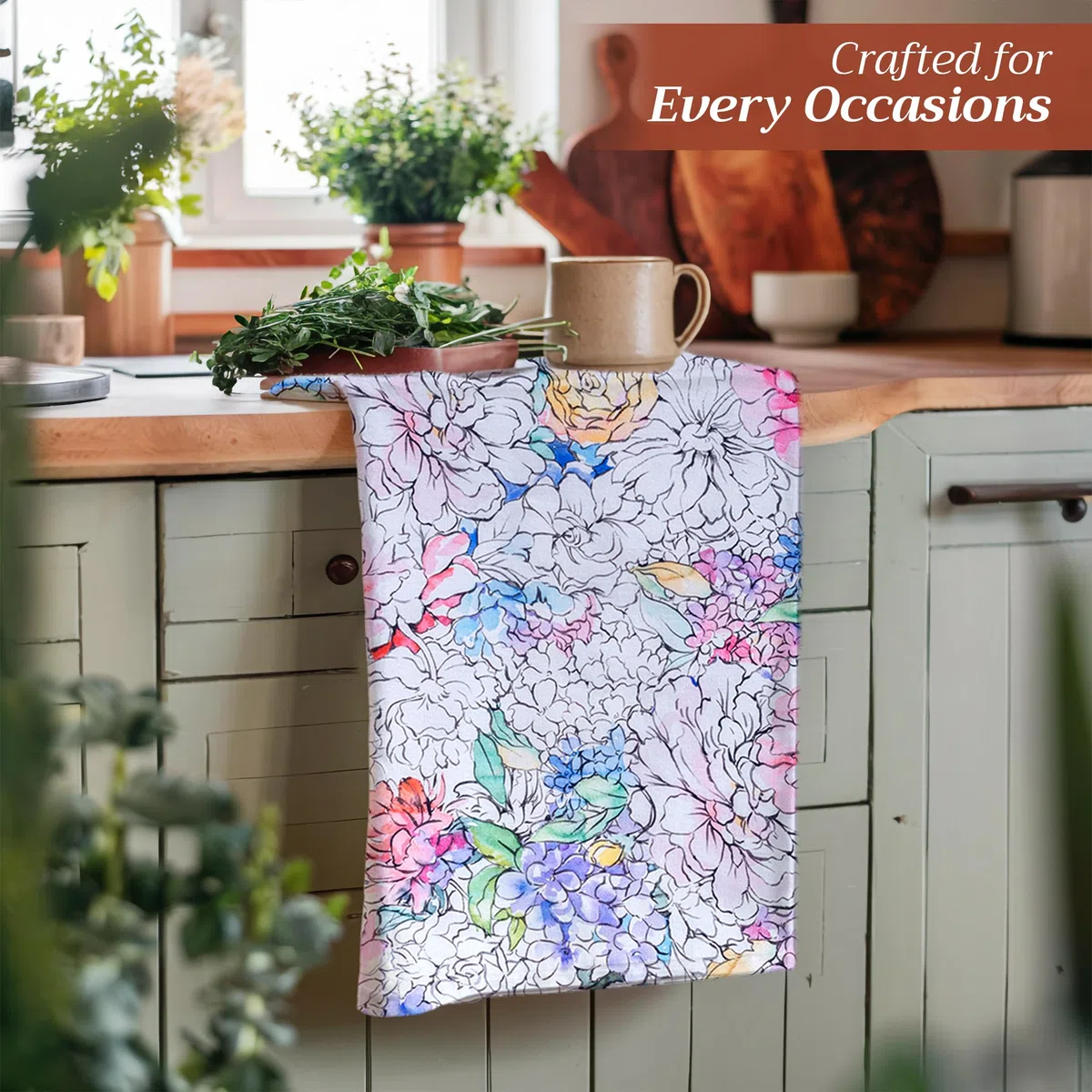 Maison d' Hermine Floral Love 100% cotone, set di 3 asciugamani da cucina Multi-Purpose | Asciugamani da bar | Primavera/Estate (50 cm x 70 cm)