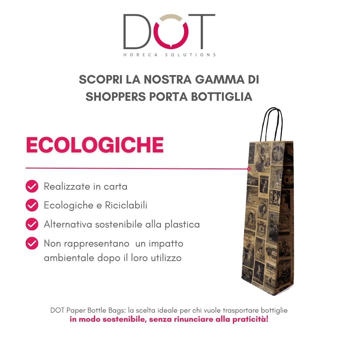 DOT Horeca Solutions Sacchetti Portabottiglia Vintage 14x8x40 cm, 25 Pezzi