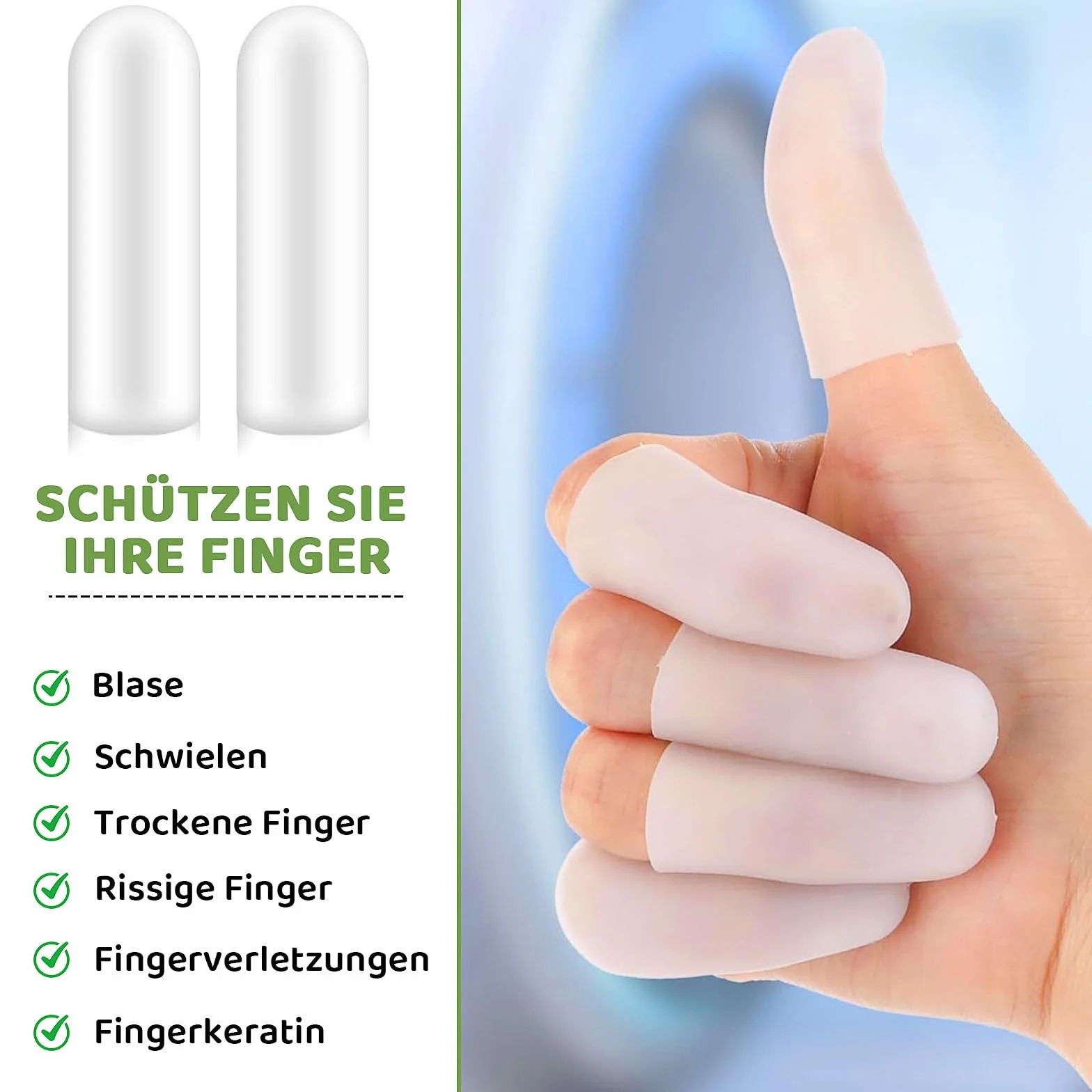 Gel Manicotti per Dita,20 Pezzi Protezioni per Dita in Gel,Impermeabile Proteggi Copridita in Silicone Proteggi Dita e Pollici Protezione Dita Mano per Casa e Lavoro