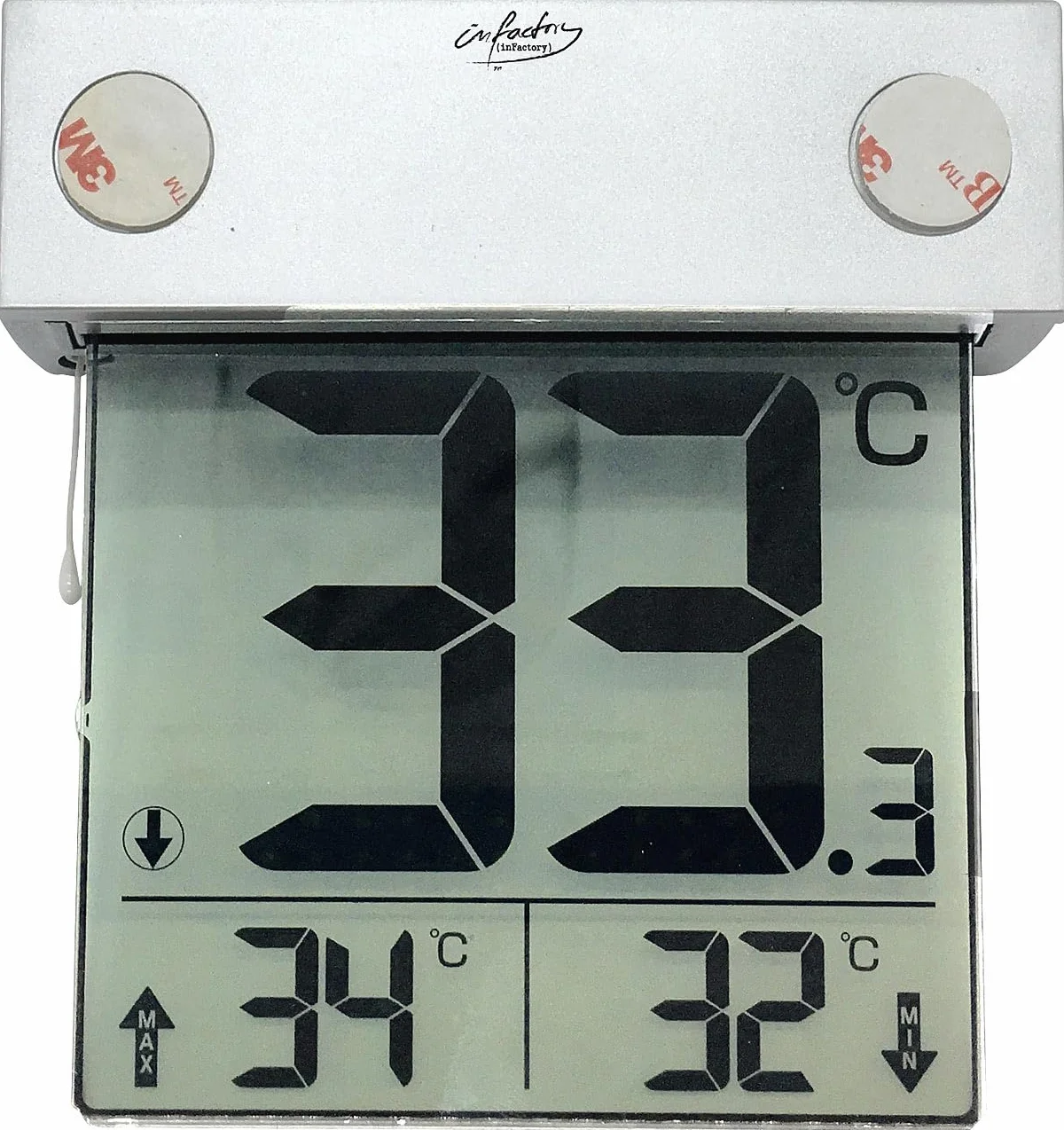 infactory termometro digitale: Termometro da finestra solare digitale, grande display LCD, indicazione della temperatura esterna (Fensterthermometer aussen, da finestra, all'aperto)